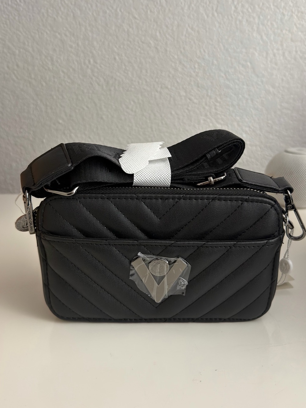 Valentino Orlandi Black Quilted Crossbody Bag